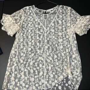 Maurices Cream Floral Lace Blouse